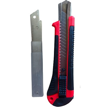 Estilete Profissional Cutter Knife Com Laminas 18mm Vermelho - Atomo