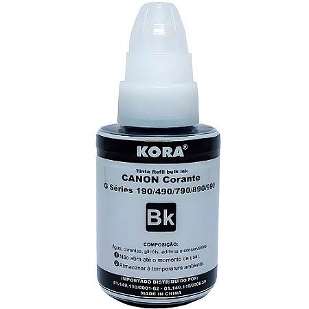 Refil Tinta Bulk Compatível Canon G 190,490,790,890,990 Bk, Preto 135 ML Kora - MasterPrint