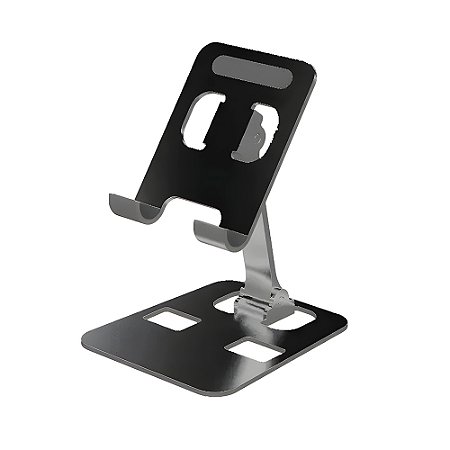 Suporte Universal, Em Aluminio, Ajustavel, Para Smartphones e Tablets - Preto