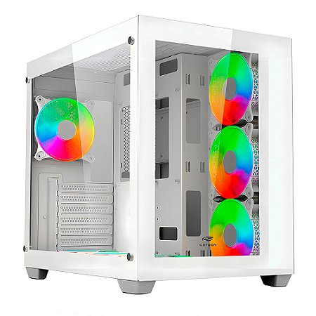 Gabinete Gamer C3Tech Gaming Aquarius MT-G910WH, Mid Tower, Lateral Em Vidro Temperado, Sem Fonte - Branco