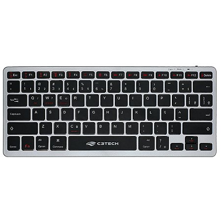 Teclado Bluetooth Multimídia K-BT50BK Recarregável Com Cabo USB-C, Sem Fio, Compacto - C3Tech