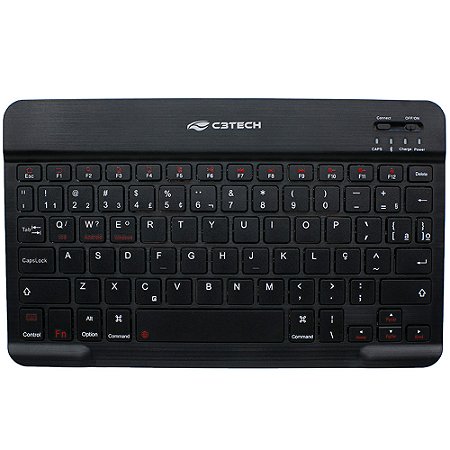 Teclado Sem Fio Bluetooth Multimídia K-BT40BK Mini, Formato Slim Ultrafino, C3Tech - Preto