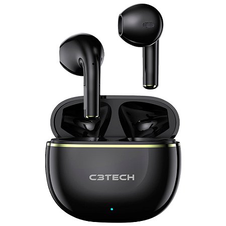 Fone de Ouvido C3Tech Sem Fio, Intra-Auricular, Bluetooth 5.1, Microfone Integrado, EP-TWS-30BK - Preto