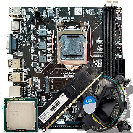 Kit Para Montagem de Computador, Placa Mãe GT-H61 M2, Core i3-2100, RAM 4GB DDR3, Cooler Para Processador