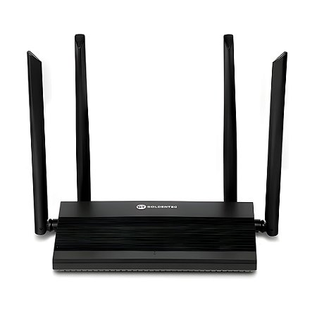 Roteador Wireless Goldentec AC1200, Dual Band 2.4GHz e 5GHz, 4 Portas Gigabit, 4 Antenas 5DBI - Preto