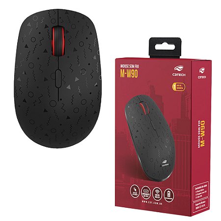 Mouse Sem Fio Recarregável M-W90BK, 1600 DPI, C3Tech - Preto