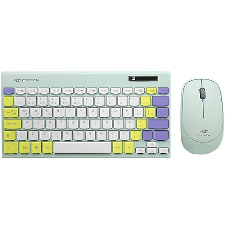 Kit Teclado e Mouse C3Tech, Sem Fio, 2,4GHz USB Nano, K-W71GN - Verde
