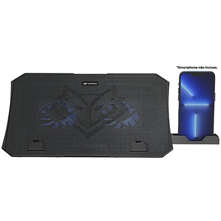Suporte Base Para Notebook 15,6 Polegadas Gamer NBC-40BK, Com Suporte Para Celular, C3Tech - Preto
