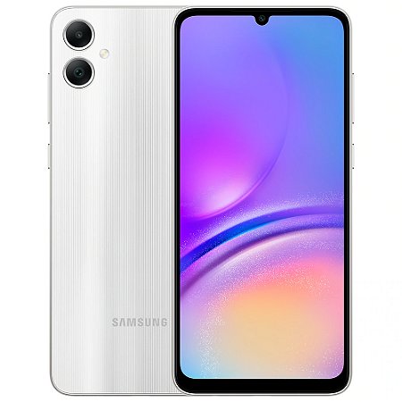 Smartphone Samsung Galaxy A05 Prata 128GB, 4GB RAM, Octa-Core, Bateria 5000mAh, Tela Infinita de 6.7" Câm Traseira Dupla
