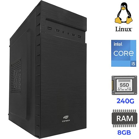 Computador Core i5 2320, SSD 240GB, Memória Ram 4GB, Gab MT-32BK, Linux