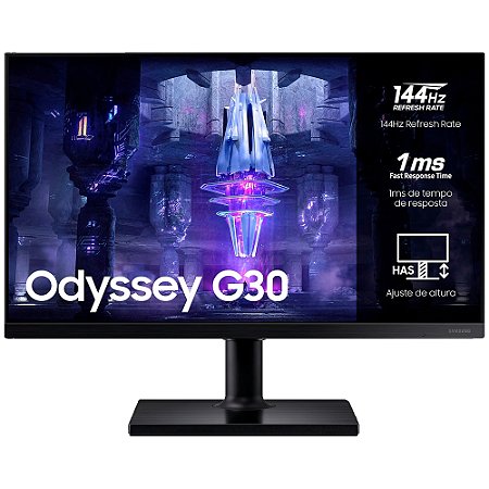Monitor Gamer Samsung Odyssey G30, FULL HD, Tela Plana 24" Painel VA, 144Hz, 1Ms, HDMI, FreeSync Premium, LS24BG300ELMZD