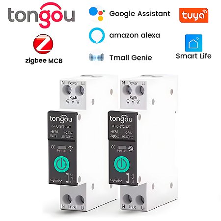 Disjuntor Inteligente Zigbee 1-63A, Compativel Com Google Assistant e Alexa - Tongou