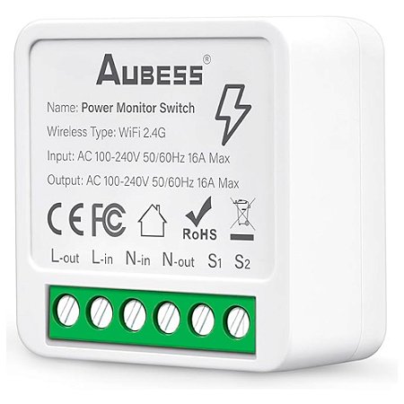 Mini Switch Para Interruptor Inteligente 100-240V, 20A, Compatível Com Google Assistant e Alexa- APP Cozy Life