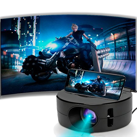 Mini Projetor Portatíl Compatível Com Smartphone, 720P, 1.500 Lúmens, YT200 - Preto