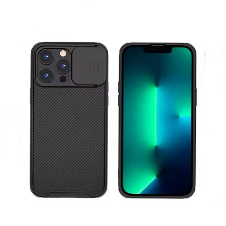Capa Para iPhone 15 Pro Max, Com Slide Protetor de Câmera, Carregamento Magnético - Preto