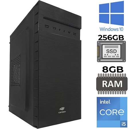 Computador Core i5, 3470, SSD 256GB, Memória Ram 8GB, Com Slot Para SSD M2, Gab MT-32BK, Windows 10 Pro