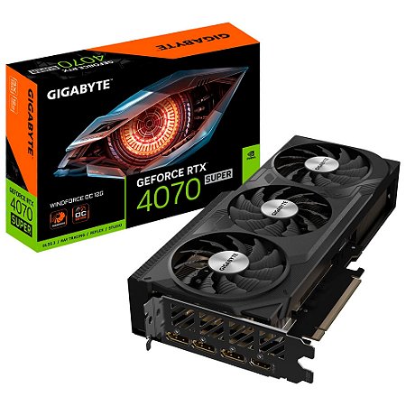Placa de Vídeo Gigabyte NVIDIA GeForce RTX 4070 Super WINDFORCE OC, 12GB, GDDR6X, 192-bit, Preto