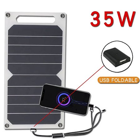 Mini Placa Painel de Energia Solar Portatil 35W 5V, 300mm x 145mm