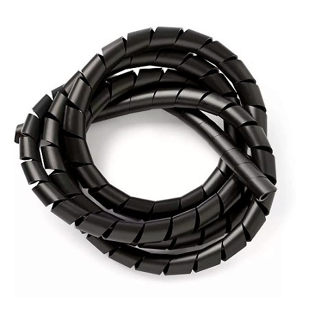 Organizador Espiral Para Cabos E Fios, Diametro 19mm X 1 Metro - Preto