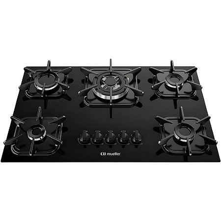 Fogão Cooktop á Gás Mueller 5 Bocas Preto, Bivolt