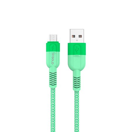 Cabo USB Para Micro USB, Carregamento Rápido, 1 Metro de Comprimento, CB103-1, A'Gold - Verde