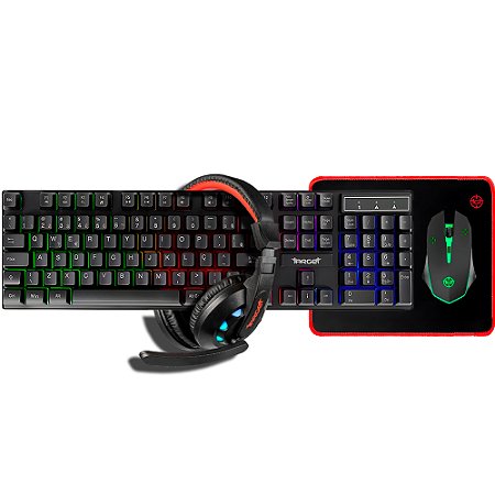 Combo Gamer TGT Ariete 4x1, Rainbow, Teclado ABNT, Mouse 1.600DPI, Mousepad Pequeno, Headset Drivers 40mm, TGT-ART-RBW01