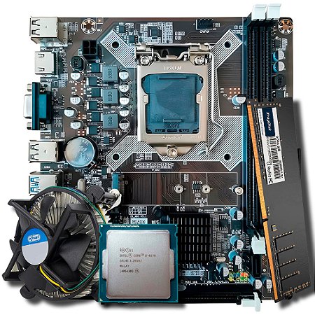 Kit Upgrade Placa Mãe 1150 H81, Processador Core i5-4570, Cooler, Memória RAM 8GB DDR4