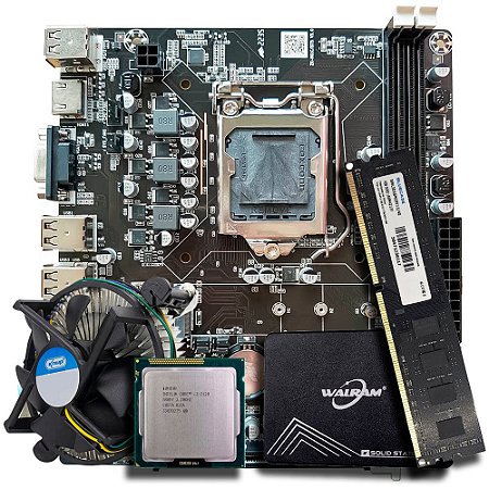 Kit Para Montagem de Computador, Placa Mãe, Processador Core i3-2120 , Cooler, Memória 4GB DDR3, SSD 120GB