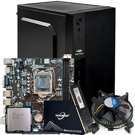 Kit Para Montagem de Computador, Gabinete Com Fonte, Placa Mãe, Processador Core i3-2120, Memória RAM 4GB, SSD 120GB