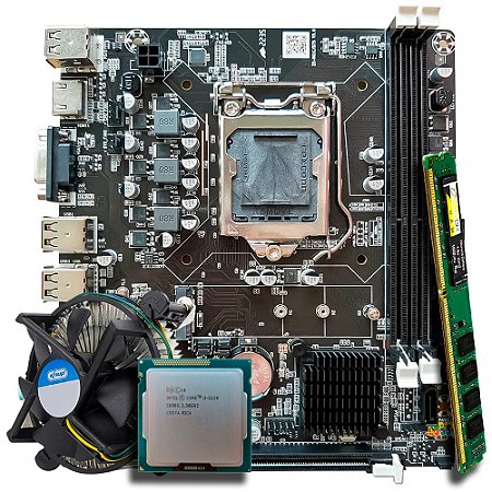 Kit Para Montagem de Computador, Placa Mãe GT-H61, Processador Core i3-3220, Memória 8GB DDR3, Cooler