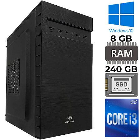 Computador Core i3-10100 (3.6GHz), Memoria RAM 8GB DDR4, SSD Kingston 240GB, 32BK, Windows 10