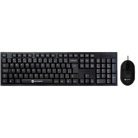Kit Teclado e Mouse USB, 1.200 DPI, Slim Plug And Play Padrão ABNT2 Goldentec GT850 - Preto