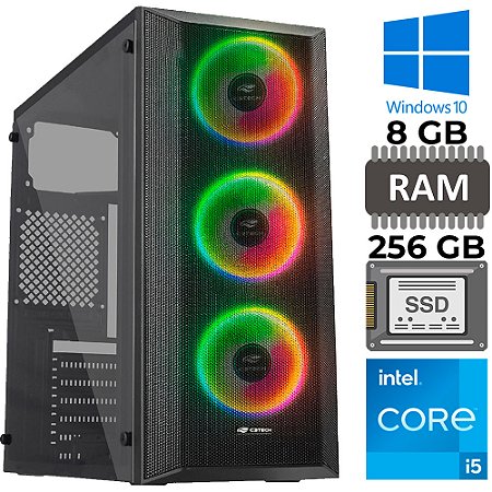 Computador Core i5-3550, SSD 256GB, Memória 8GB, GAB MT-G220BK, Windows 10, Mousepad Brinde