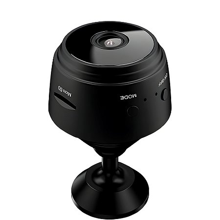 Mini Câmera de Segurança HD A9, Wi-Fi 1080P HD, Grava em Cartão de Memória, Visão Noturna, Preto