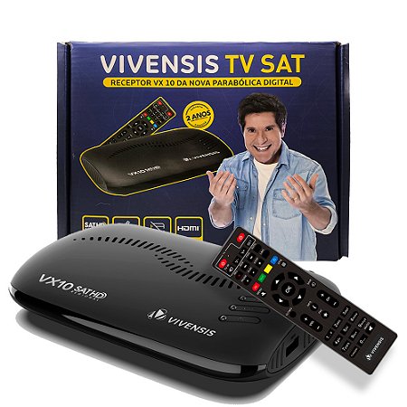 Receptor de TV Digital Vivensis, Full HD, Smart Via Satelite, VX10, Bivolt, Preto