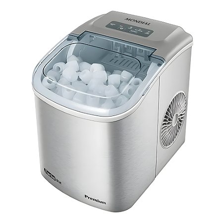 Máquina de Gelo Turbo, Ice Premium, Mondial, 12KG, Reservatório 1,3L, Cinza, 220V, MG-12-GI