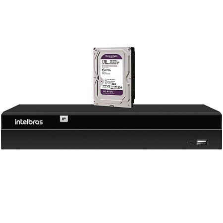 NVR Gravador de Vídeo Intelbras, Com 4 Canais, NVD 1404-P, Com 4 Portas PoE, Até 4K, Com HD de 1TB