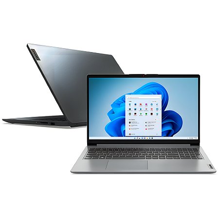 Notebook Lenovo Ideapad 1, 15IAU7, Intel Core i3-1215U, 4GB RAM, 256GB SSD, 15.6" HD, Win 11 Home, Cinza - Seminovo