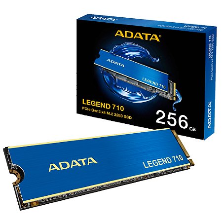 SSD M.2 NVMe Adata 256GB Legend 710, 2280 PCIe GEN3x4 NVMe 1.4 Leitura 2.400 MB/s Grav. 1.800 MB/s Azul ALEG-710-256GCS