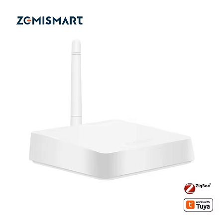 HUB Gateway Zemistart T1, Zigbee 3.0, Controle Por APP Tuya, Com Antena, Branco