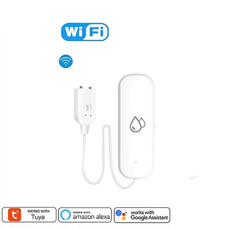 Sensor de Vazamento de Água, Wi-Fi, Monitor de Vazamentos, Compatível Com Tuya, Alexa, Google Assistant, Branco