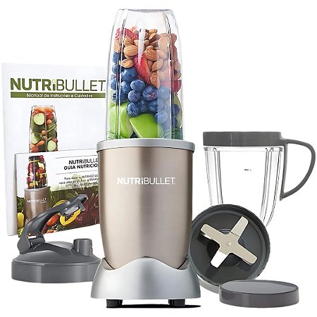Nutribullet 900w De Potência Com 9 Itens - 5 Em 1 - Liquidificador, Multiprocessador, Blender, Mixer E Moedor- Champagne