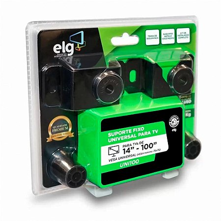 Suporte Fixo Para TV Universal LED, LCD, 3D, Plasma De 14" Até 100" Polegadas, Até 100KG, UNI100 - ELG