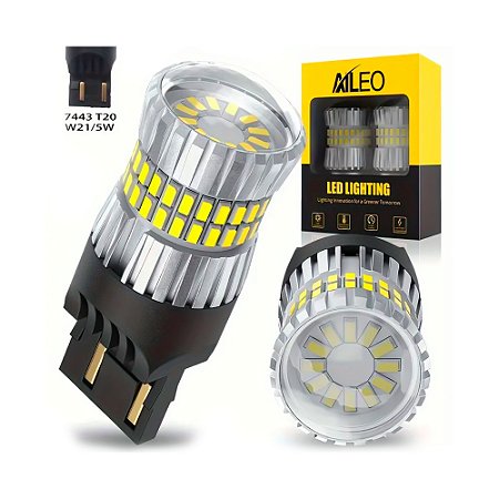 Kit Lâmpada LED CANbus, Para Lanterna Traseira do Carro, 12V, Soquete 7443, W21, 5W, Luz Amarela