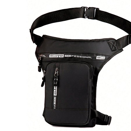 Pochete de Perna Com 3 Bolsos, Impermeável Com Ajuste de Tamanho, Bolsa de Viagem - Preto