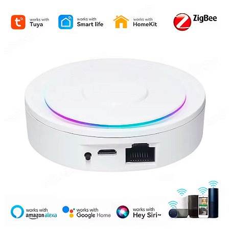 HUB Gateway Multifuncional, Zigbee 3.0, Controle IR, Cabeado, Compatível Com Apple Homekit, Alexa, ZLG2 - Branco