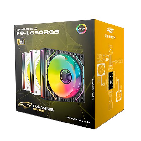 Kit 3 Fan e Controladora RGB, Cooler Fan Gaming F9-L650WHRGB C3Tech - Branco