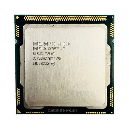 Processador Intel Core i7-870, 2.93 GHz (Turbo até 3.60 GHz), 4 Núcleos, 8 MB Cache, TDP 95W, LGA1156, 1ª Geração, OEM