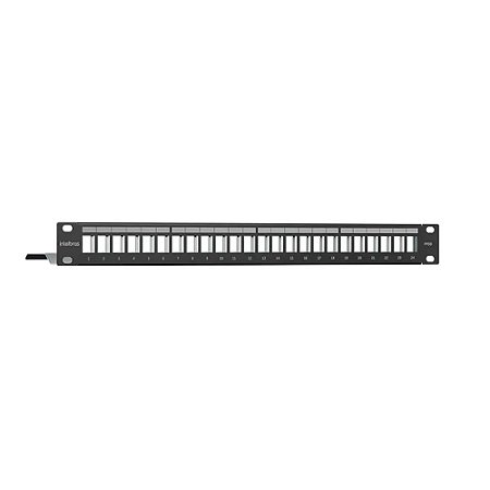 Patch Panel Blindado Descarregado Intelbras, Com 24 Portas, Guia Traseira, PPDB24P