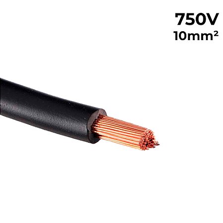 Metro de Cabo Flexível Fio Elétrico Megatron 10MM 750V - Preto